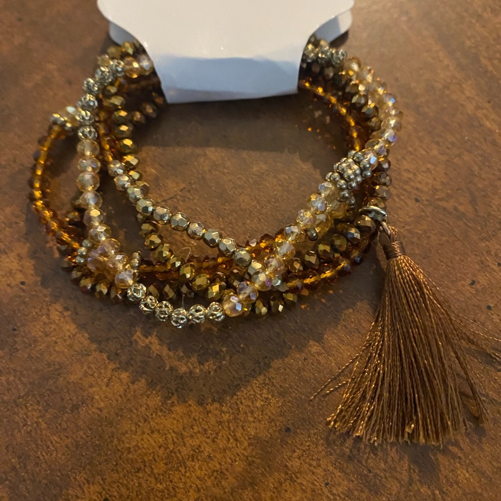 New Stretch Brown Beaded Set